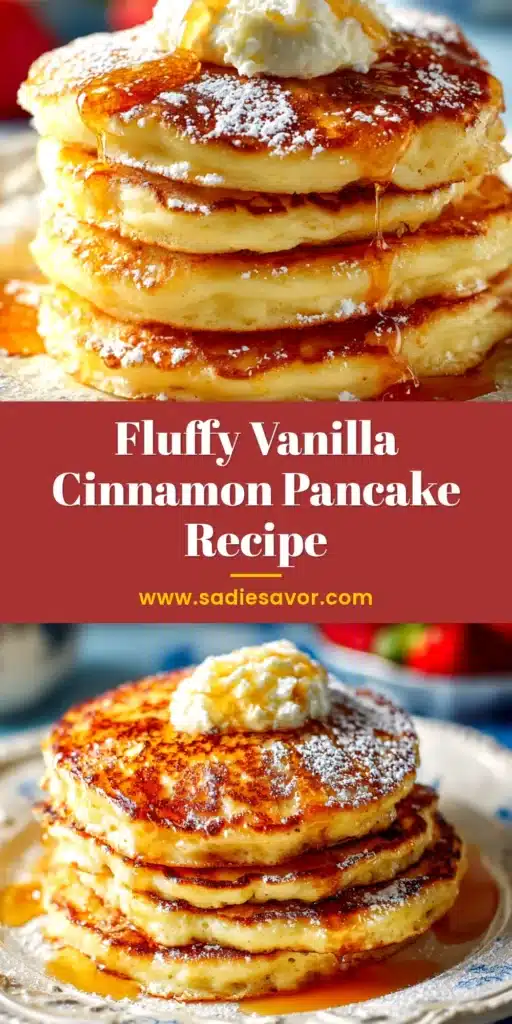 A tall stack of Fluffy Buttermilk Pancakes on a white plate, topped with a pat of melting butter and drizzled with maple syrup.