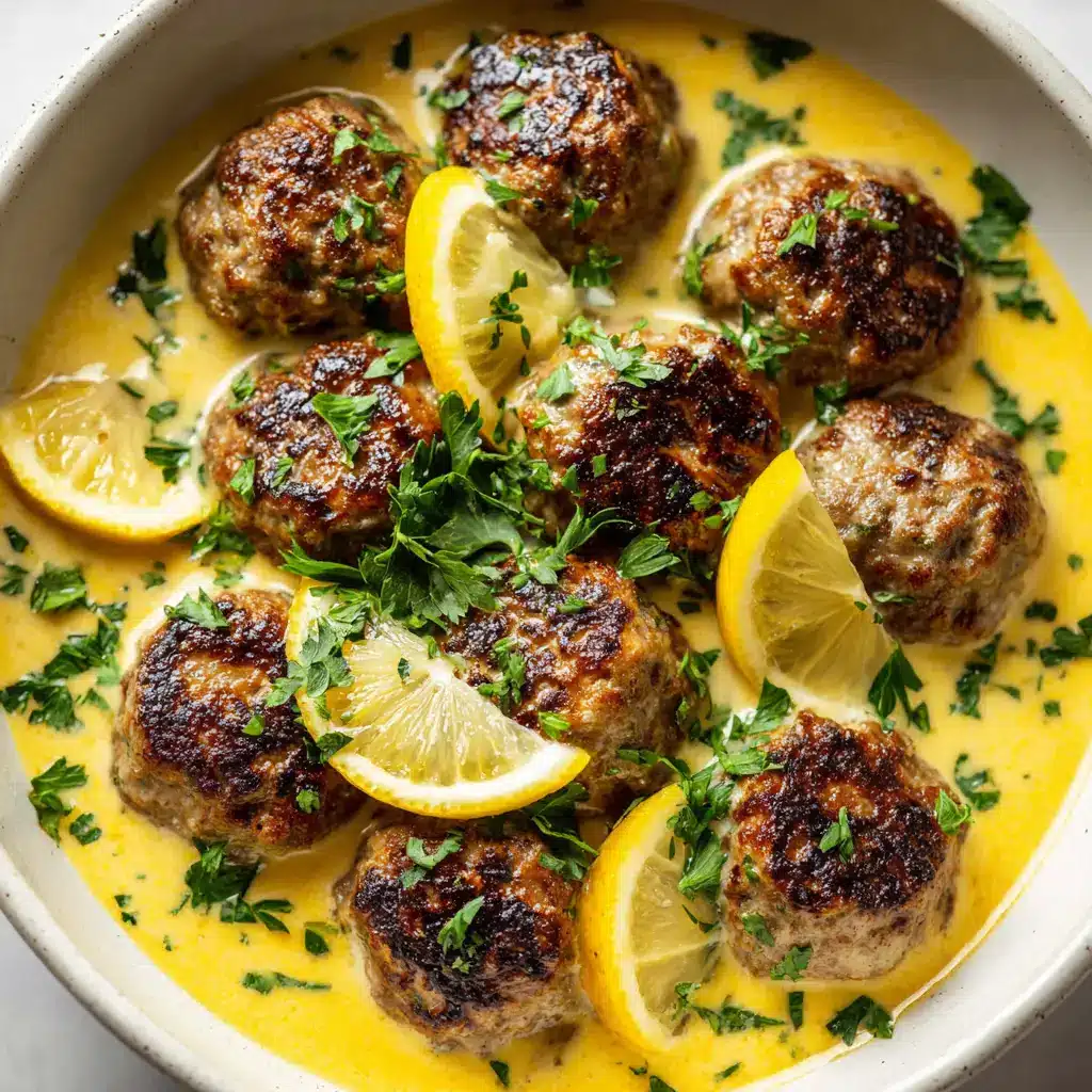 A bowl of Greek meatballs being served with a generous dollop of homemade tzatziki sauce, highlighting a perfect serving suggestion.