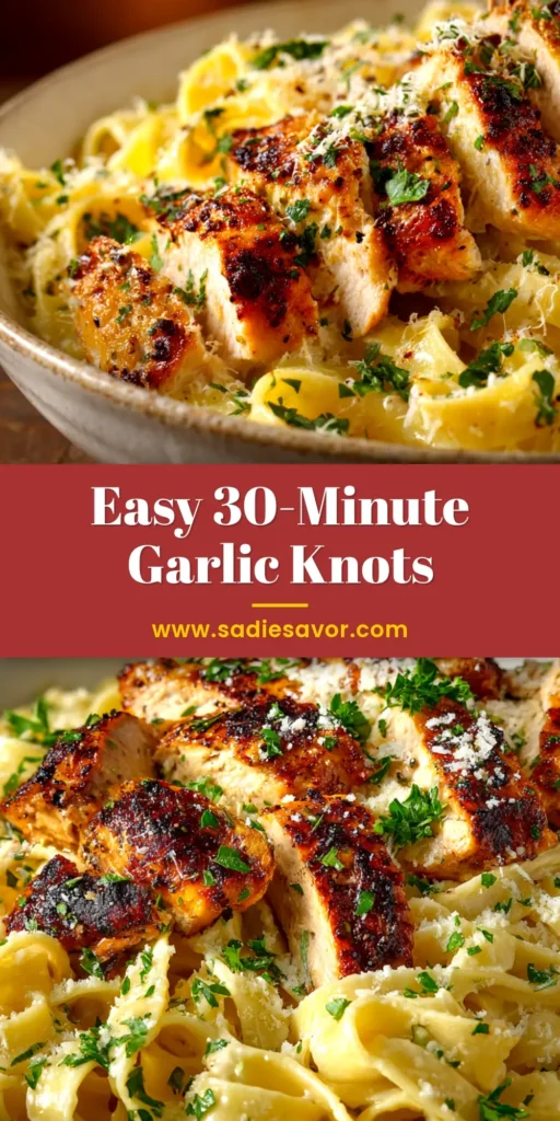 A batch of golden brown homemade garlic knots on a baking sheet, generously brushed with a garlic butter and parsley topping. The perfect easy appetizer recipe.