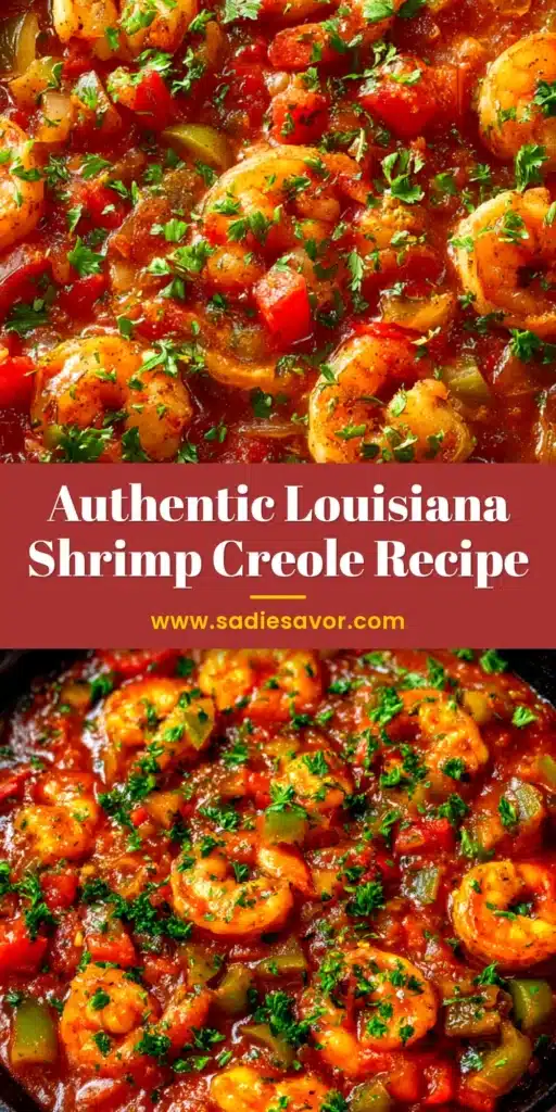 Louisiana Shrimp Creole Recipe: An Authentic Taste of New Orleans 4 An overhead shot of a white bowl filled with authentic Louisiana Shrimp Creole Recipe, served over rice and garnished with fresh parsley. The rich, red tomato sauce and plump shrimp are clearly visible.