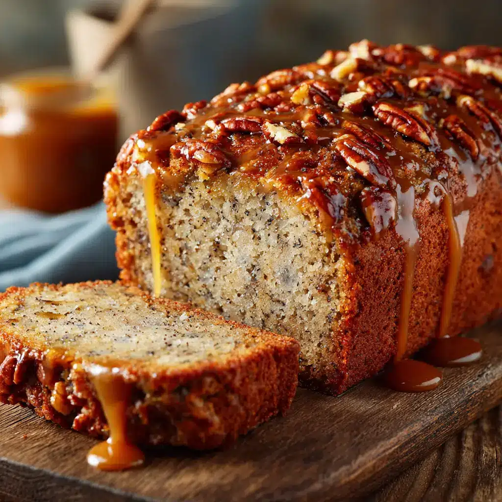A close-up shot of the moist texture of a slice of Greek yogurt banana bread.