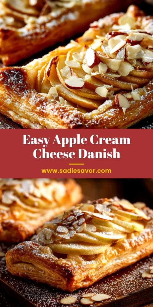 A beautiful golden-brown braided apple cream cheese danish on a piece of parchment paper, ready to be served. The perfect easy breakfast pastry recipe.