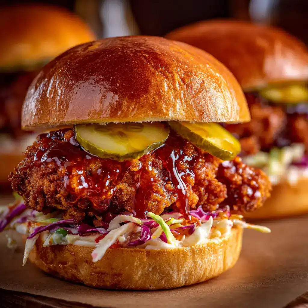 A batch of baked hot honey chicken sliders in a baking dish, ready to be served for a party or game day gathering.