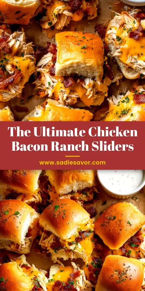 A pan of delicious baked Chicken Bacon Ranch Sliders on Hawaiian rolls, topped with melted butter and parsley. The ultimate party food recipe!