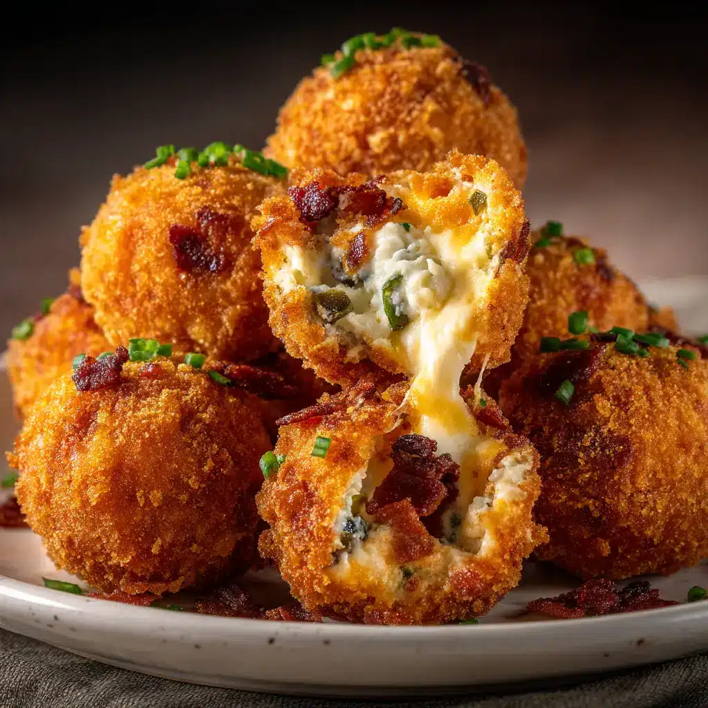The process of rolling jalapeño popper cheese balls in panko breadcrumbs before frying.