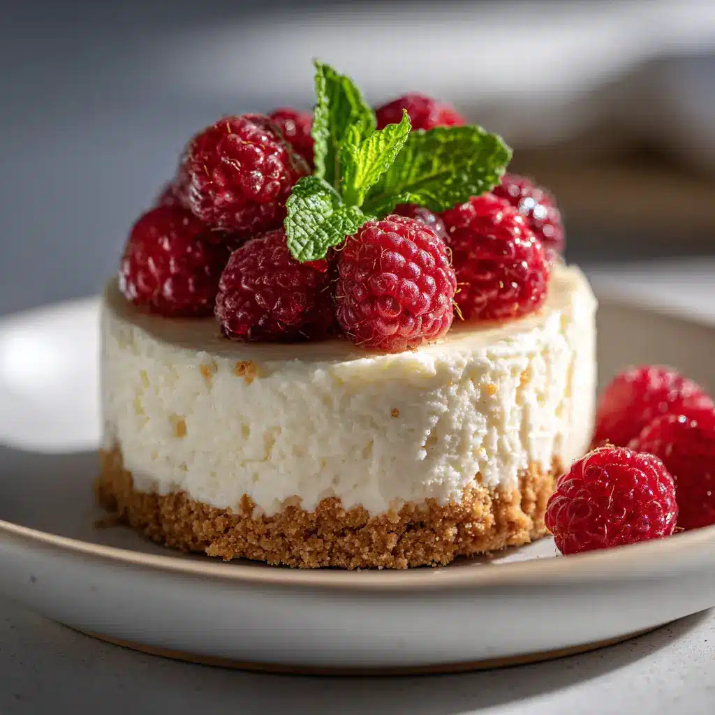 High-Protein Cottage Cheese Cheesecake (That's Actually Creamy!) 1 The smooth, blended filling for the high-protein cottage cheese cheesecake being poured into the graham cracker crust before baking.