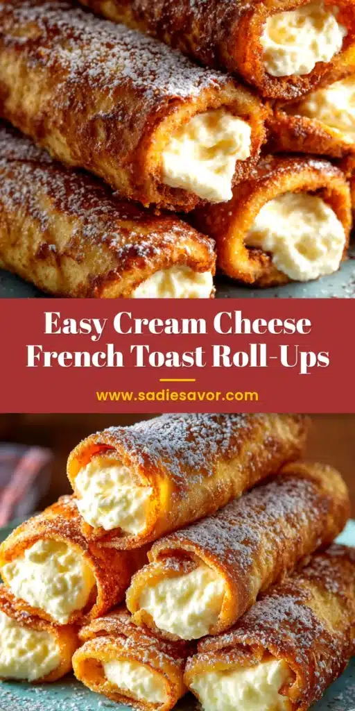 A stack of golden brown Cream Cheese French Toast Roll-Ups coated in cinnamon sugar, ready to be served for a delicious breakfast.