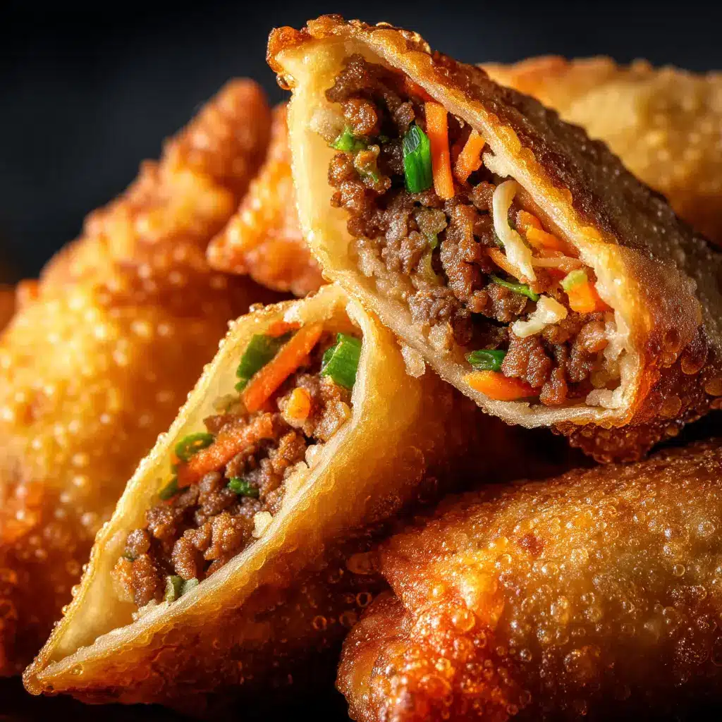 Crispy Homemade Egg Rolls (Better Than Takeout!) 2 An extreme close-up macro shot of crispy homemade egg rolls piled high, showcasing the bubbly, textured surface of the fried wrappers.