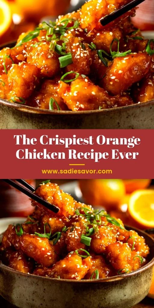 A fantastic homemade Crispy Orange Chicken Recipe that's way better than takeout! Golden brown chicken pieces are coated in a vibrant, sweet and tangy orange sauce. #orangechicken #chinesefood #dinnerideas #easyrecipes @sadiesavor