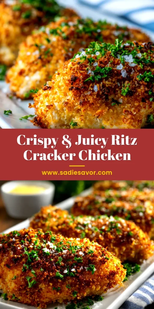 A close-up shot of golden, crispy Ritz Cracker Chicken arranged on a platter, ready to be served. The perfect easy weeknight dinner idea.