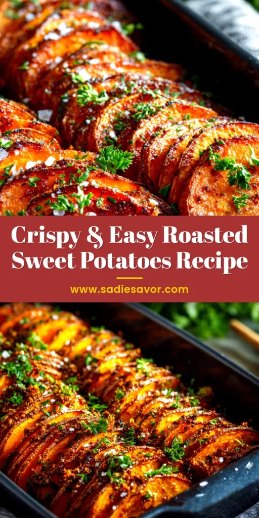 Perfectly crispy roasted sweet potatoes on a baking sheet. This easy recipe creates the best savory and caramelized sweet potato cubes for a healthy side dish.