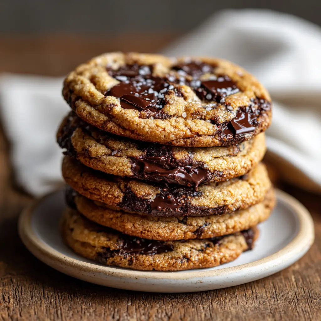 A fresh batch of dark chocolate chunk cookies cooling on a wire rack, with steam gently rising.