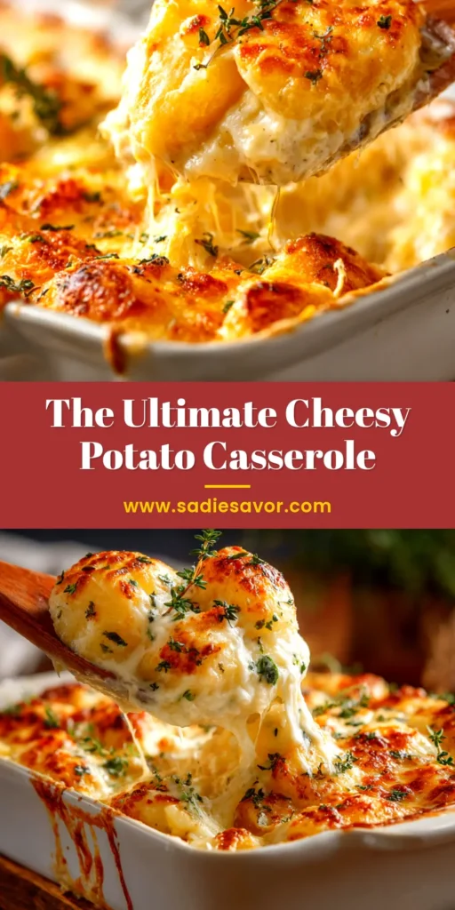 A top-down view of a golden-brown baked Funeral Potatoes casserole in a white dish, ready to be served. The cheesy potato casserole is topped with a crunchy cornflake crust.