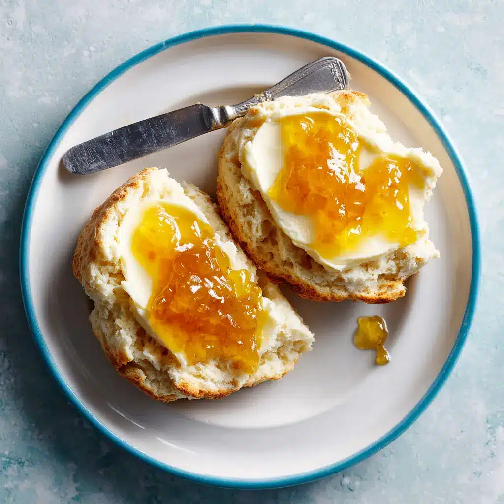 Jamaican Banana Jam Recipe: A Taste of the Tropics 2 A warm, fluffy scone split in half and generously spread with homemade spiced banana jam on a white plate.