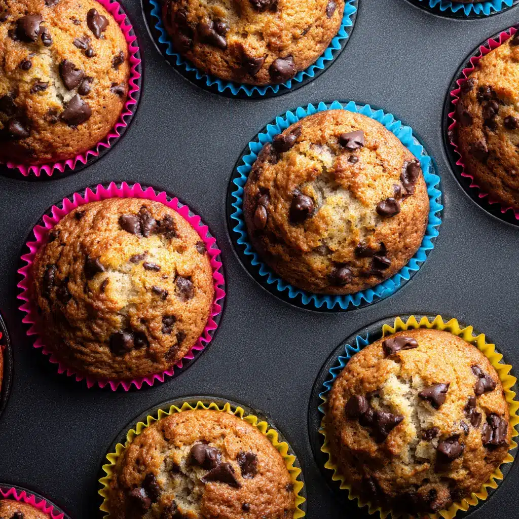 A batch of freshly baked banana muffins cooling on a wire rack, ready to be enjoyed.