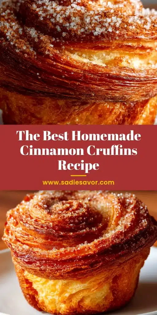 A beautiful stack of homemade Cinnamon Cruffins, showcasing their flaky layers and sparkling cinnamon-sugar coating.