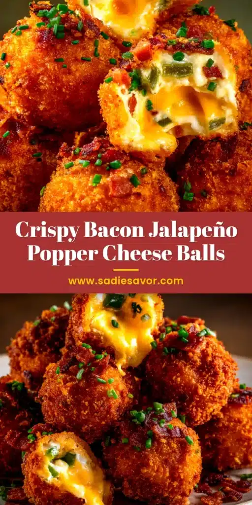 Crispy fried Jalapeño Popper Cheese Balls piled on a plate with a side of ranch for dipping. The ultimate party appetizer.