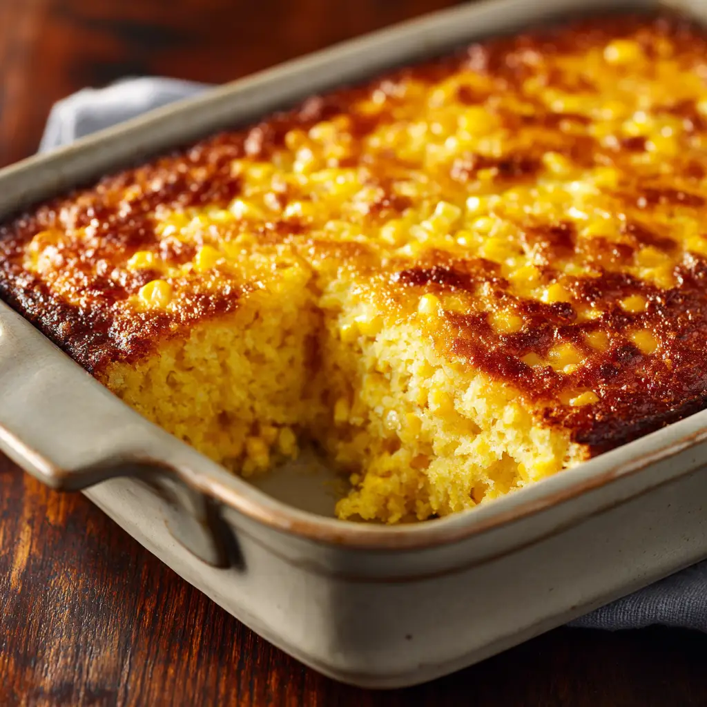 The simple ingredients for Jiffy corn casserole arranged on a countertop, including Jiffy mix, corn, eggs, butter, and sour cream.