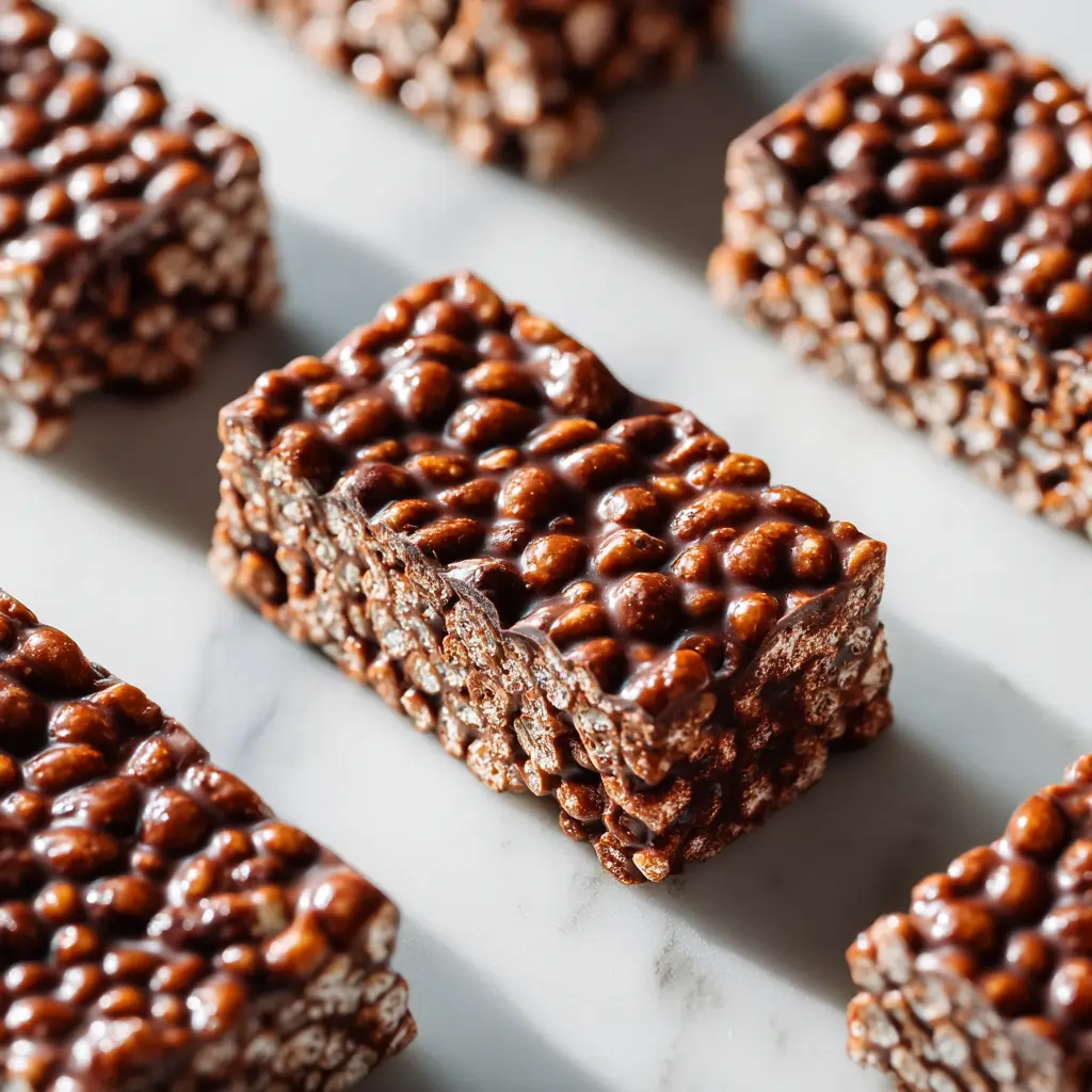 Quinoa Crunch Bars (Easy, No-Bake Recipe!) 1 The process of making chocolate puffed quinoa bars, showing the mixture being pressed into a pan before chilling.