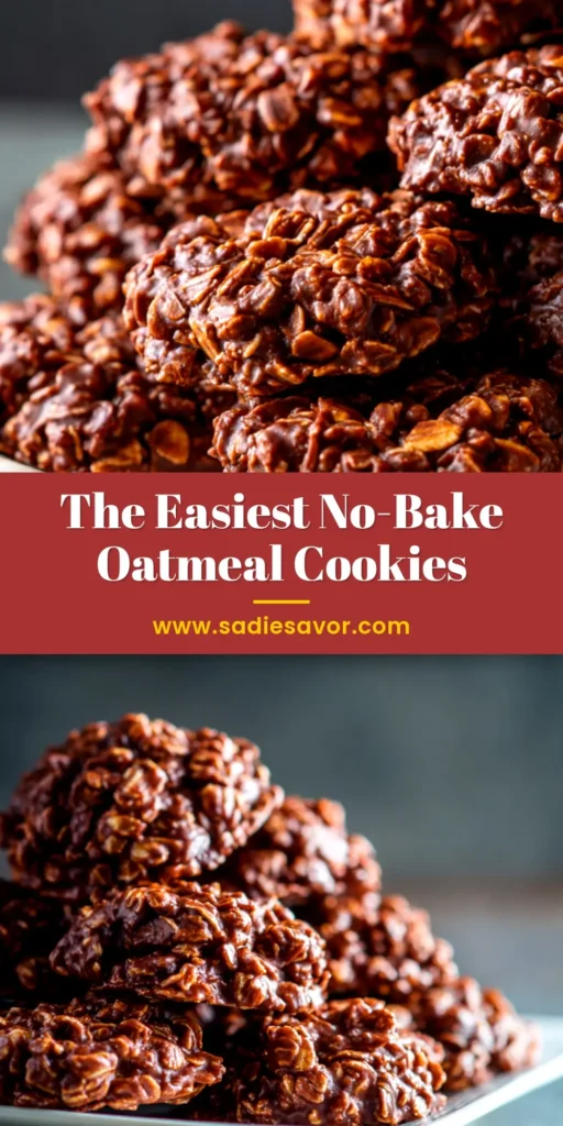 Easy no-bake oatmeal cookies with chocolate and peanut butter on parchment paper. The perfect quick dessert recipe!
