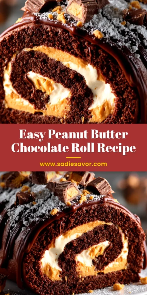 Peanut Butter Cup Chocolate Roll: A Foolproof Guide 3 A stunning Peanut Butter Cup Chocolate Roll on a serving platter, sliced to show the perfect swirl of peanut butter filling inside the rich chocolate cake, all covered in a glossy ganache.