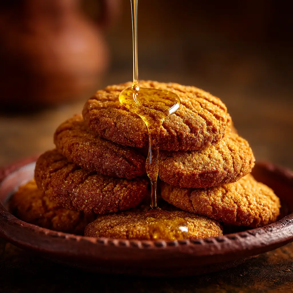 The process of making traditional Greek honey cookies, showing the oval-shaped dough ready for baking on a parchment-lined sheet.
