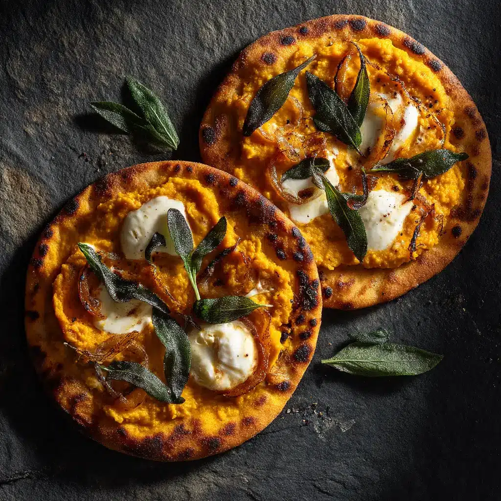 A process shot showing the ingredients for the Autumn Naan Pizza being assembled on the naan bread before baking.