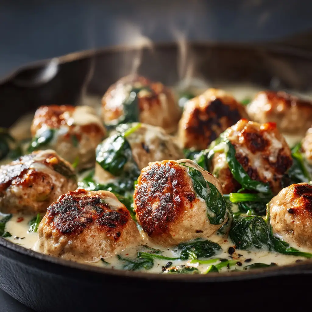Chicken Ricotta Meatballs: The Secret to Incredibly Moist Meatballs 1 A pan of golden-brown baked chicken ricotta meatballs fresh out of the oven, ready to be sauced.