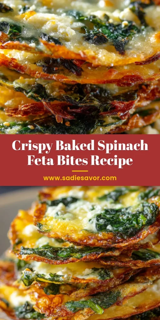 A close-up shot of crispy Baked Spinach Feta Crisps stacked on a plate, highlighting their golden-brown texture. Perfect low-carb, keto-friendly appetizer idea.