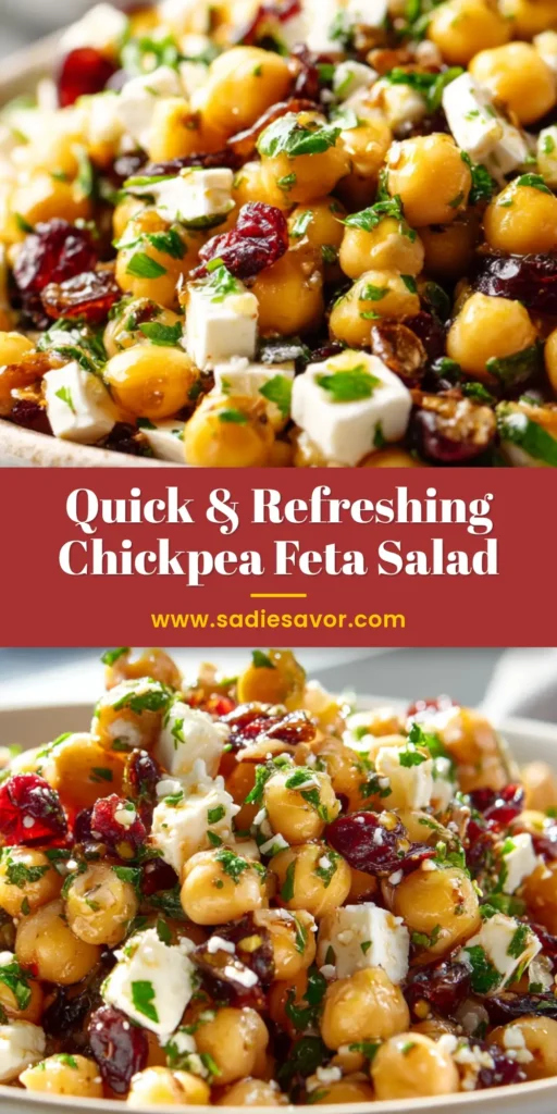 A close-up shot of a delicious chickpea salad recipe served in a white bowl, ready to be eaten. The perfect healthy and easy lunch idea.