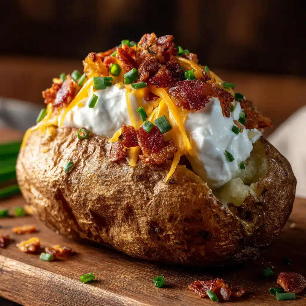 Air Fryer Baked Potato (The Crispiest Skin Ever!) 2 An extreme close-up of the crispy, salt-flecked skin of an air fryer baked potato, highlighting the perfect texture.