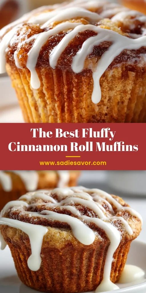 An overhead shot of easy Cinnamon Roll Muffins drizzled with cream cheese glaze, arranged on a rustic wooden board. The perfect quick breakfast idea.