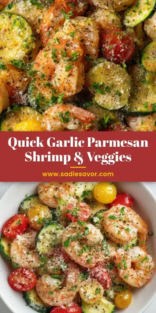 A skillet of delicious Garlic Parmesan Shrimp with fresh parsley, perfect for a quick dinner. The shrimp are coated in a creamy, savory sauce.