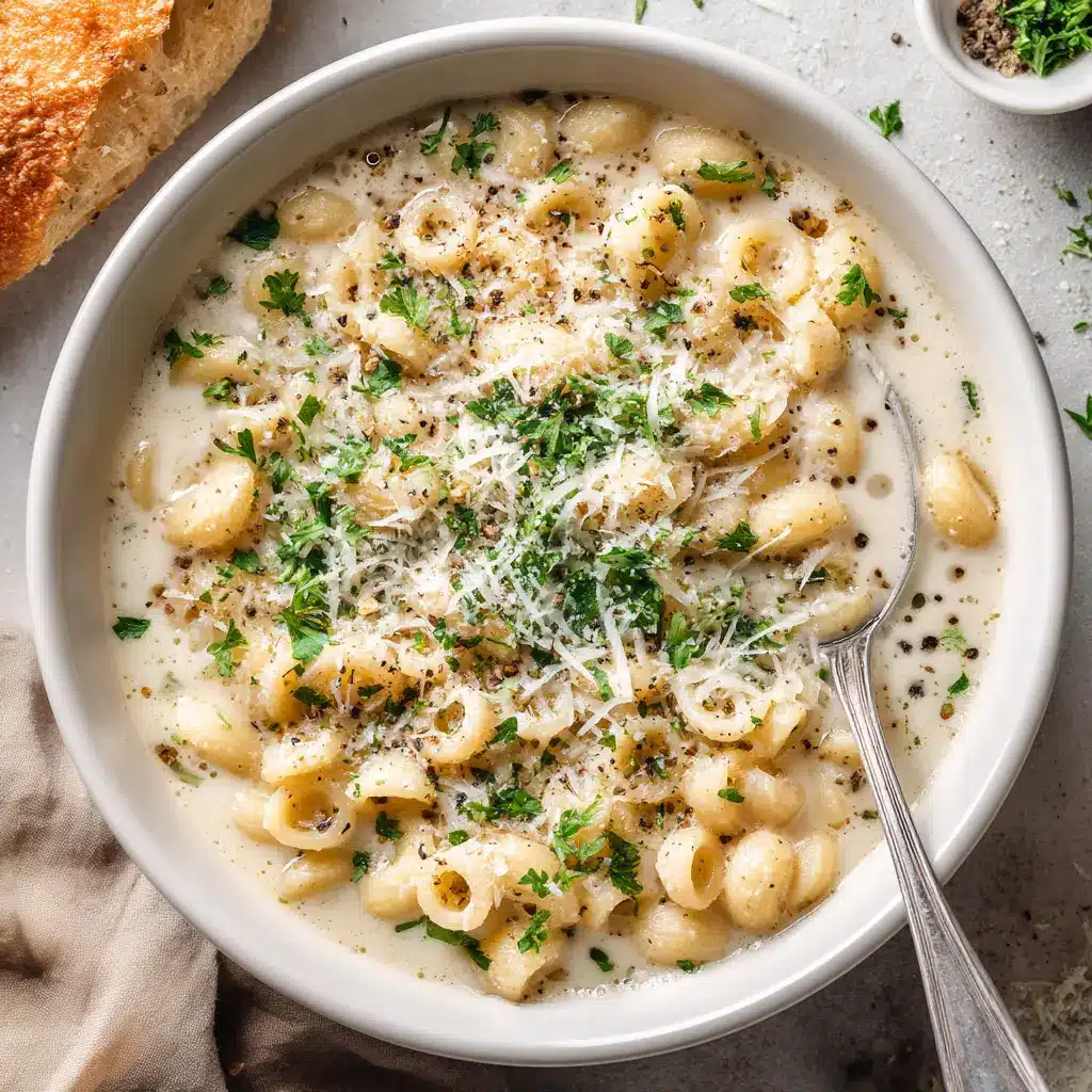 Ingredients for garlic parmesan soup laid out, including a head of garlic, a block of Parmesan cheese, and heavy cream.