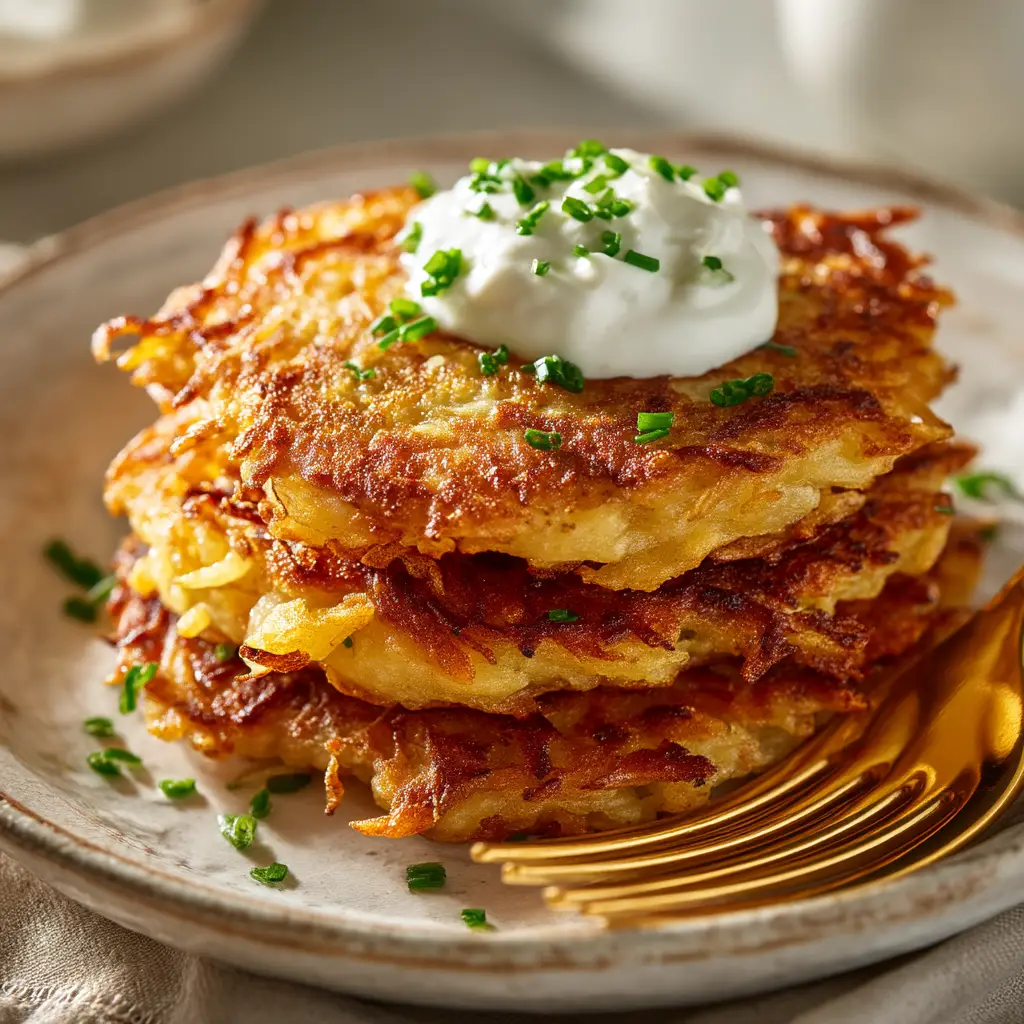 German Potato Pancakes (Authentic Kartoffelpuffer) 1 The simple ingredients for German potato pancakes—potatoes, onion, eggs, and flour—arranged on a wooden board before preparation.
