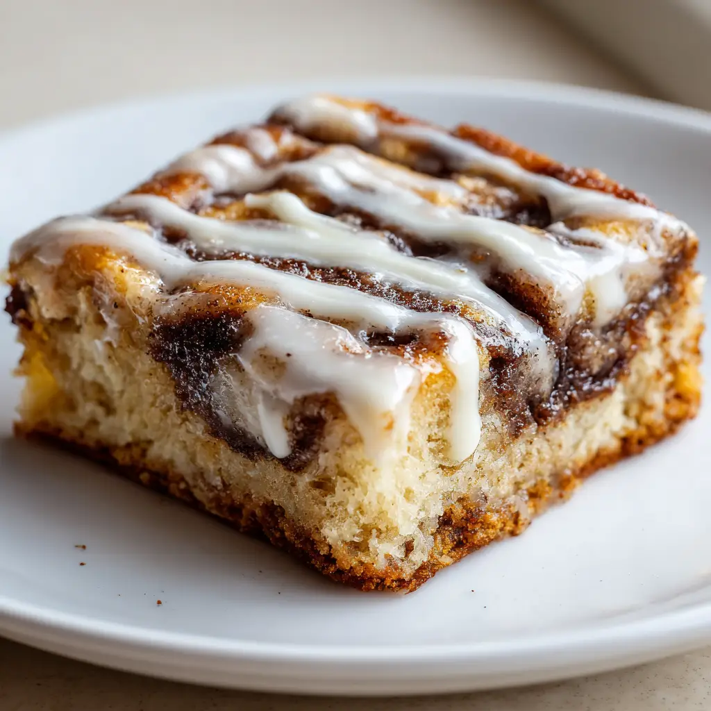 Close-up showing a golden, flaky crust generously zig-zagged with thick, opaque white vanilla icing.