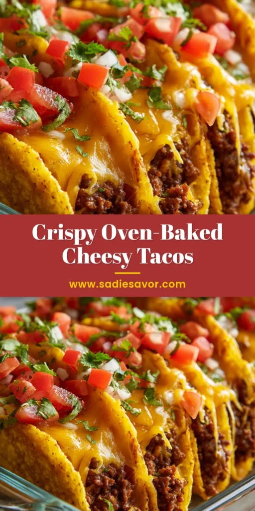 Oven-Baked Cheesy Tacos: The Ultimate Weeknight Dinner Hack 4 A close-up overhead shot of oven-baked cheesy tacos in a glass baking dish, topped with melted cheddar and monterey jack cheese, fresh tomatoes, and cilantro. (Oven-Baked Cheesy Tacos)