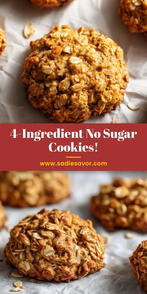 A stack of freshly baked Healthy Banana Oat Cookies showing a chewy center and golden-brown edges.