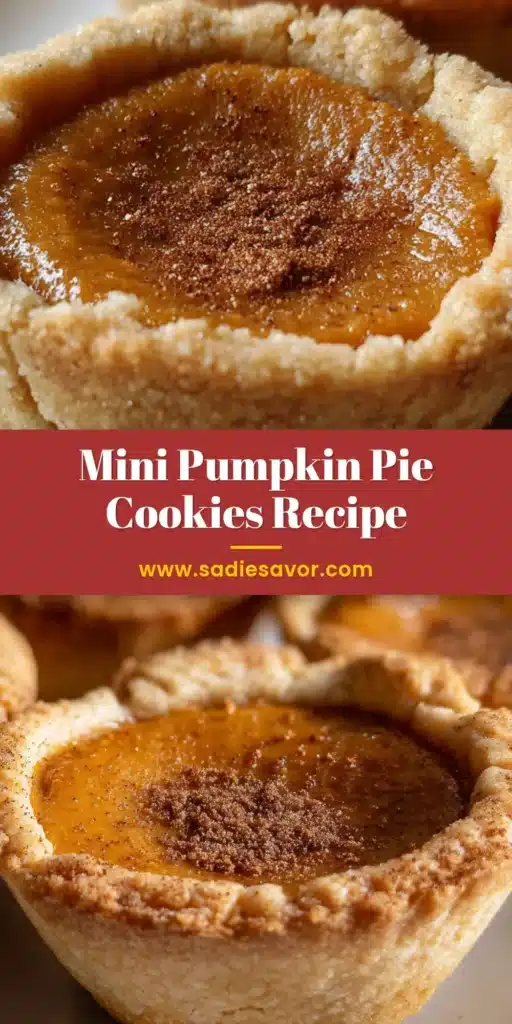 Pumpkin Pie Cookies: The Ultimate Bite-Sized Fall Dessert 4 A close-up of mini Pumpkin Pie Cookies with a golden-brown shortbread crust, smooth orange-brown filling, and a faint dusting of cinnamon on a white plate.