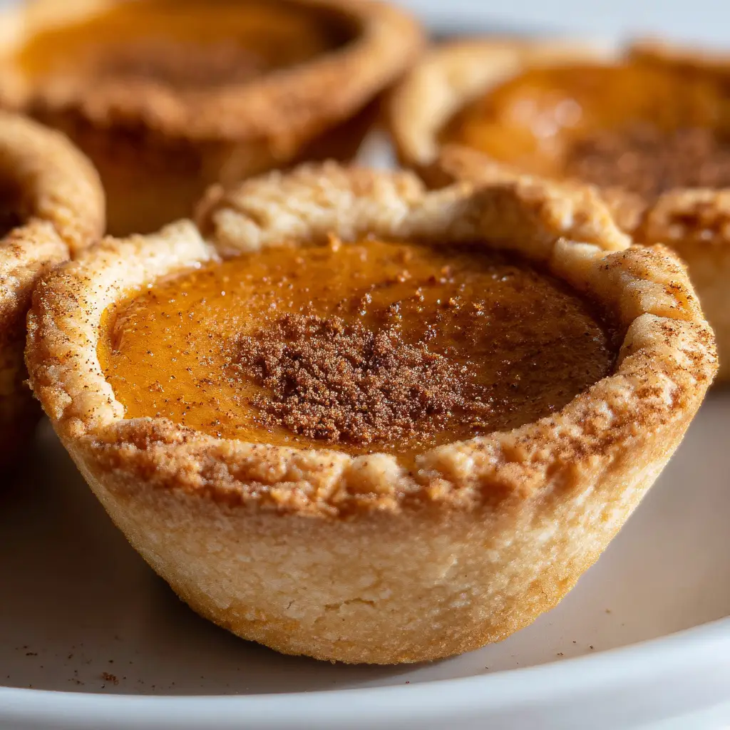 Pumpkin Pie Cookies: The Ultimate Bite-Sized Fall Dessert 2 A smartphone photo of mini Pumpkin Pie Cookies resting on a plain white ceramic plate in soft natural daylight.