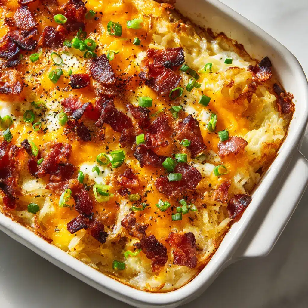 Close up of the slightly browned, crispy edges of a Crack Breakfast Casserole where the light-yellow baked eggs meet the white ceramic baking dish.