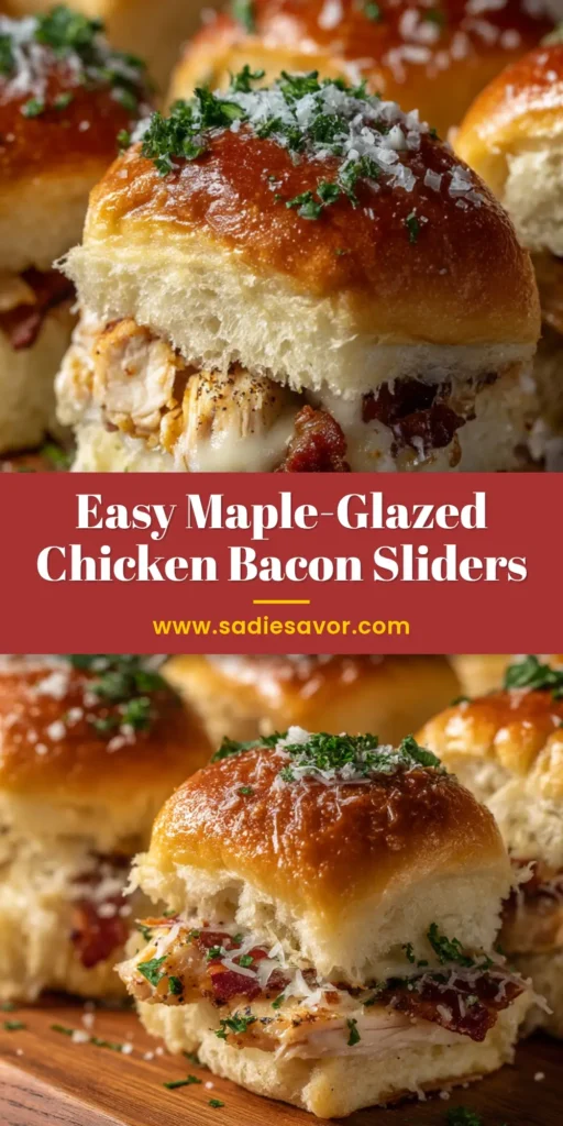 A freshly baked batch of chicken bacon ranch sliders on a rustic wooden board, showing gooey melted provolone and crispy bacon.