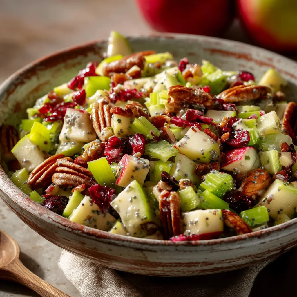 Toasting whole pecans in a skillet for an elevated Apple Salad Recipe.