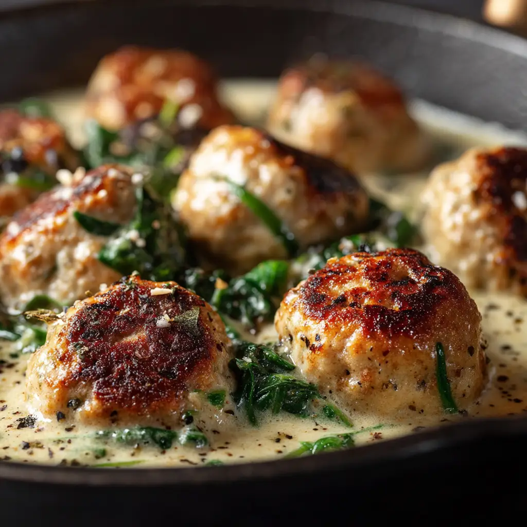 Chicken Ricotta Meatballs: The Secret to Incredibly Moist Meatballs 2 An extreme close-up of a baked chicken ricotta meatball, cut in half to show its incredibly moist and tender texture.