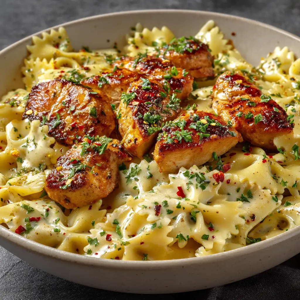 Garlic Butter Chicken Pasta (The Ultimate 30-Minute Recipe) 1 A fork twirling fettuccine from a bowl of one-pan chicken pasta, demonstrating the perfect texture of the dish.