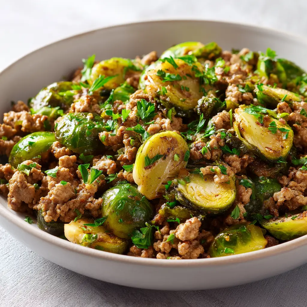 A spoonful of the finished ground turkey skillet, demonstrating a perfect bite with juicy turkey, tender vegetables, and fresh herbs.