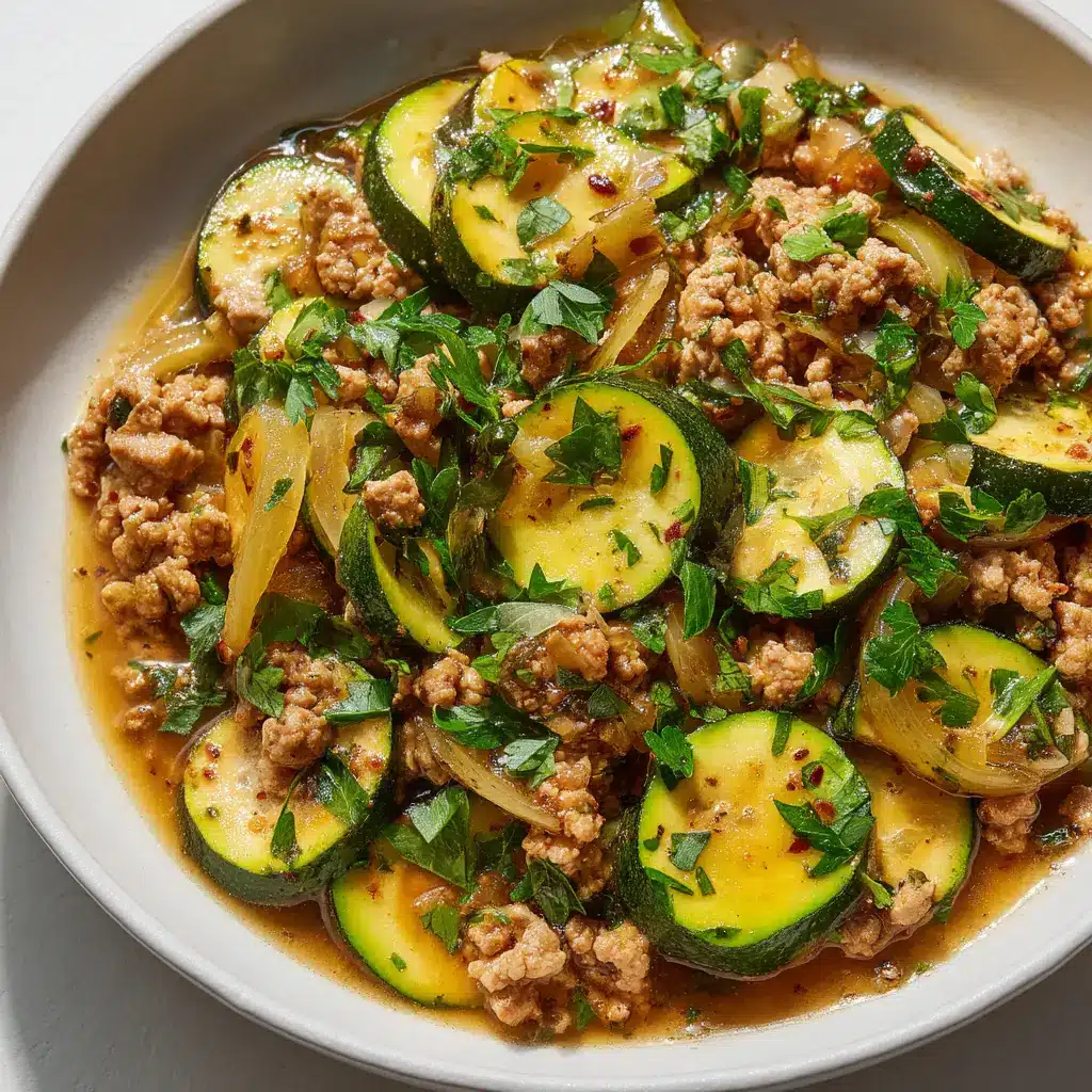 Another perspective on the ground turkey skillet, highlighting the fresh ingredients like diced tomatoes and chopped zucchini.