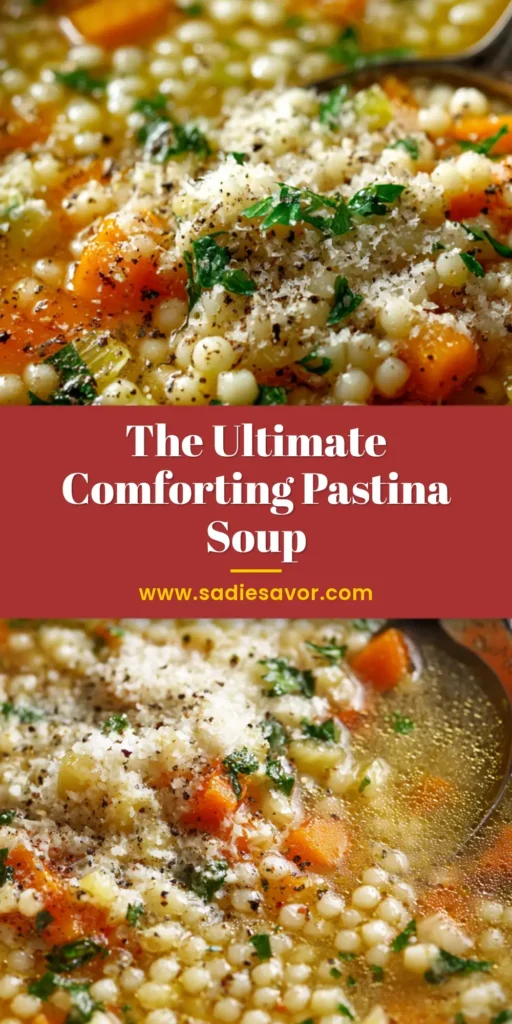 Pastina Soup: The Ultimate Comfort in a Bowl 4 A cozy bowl of the best Pastina Soup, the classic Italian comfort food. Tiny star pasta in a creamy, cheesy broth. | sadiesavor.com