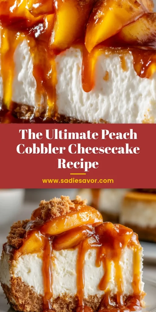 Peach Cobbler Cheesecake: The Ultimate Dessert Mashup 4 An overhead shot of a whole Peach Cobbler Cheesecake, beautifully decorated with a crumble topping and spiced peaches, ready to be shared.