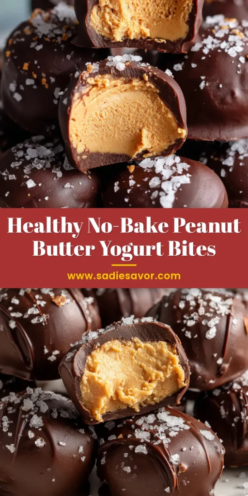 Peanut Butter Greek Yogurt Bites (Easy & Healthy Snack!) 4 A close-up shot of several homemade Peanut Butter Greek Yogurt Bites on a white plate, showing the chocolate coating and creamy center. The perfect healthy, no-bake snack.